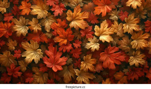 Red and yellow maple leaves background