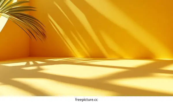 Sunny Yellow Minimalist Scene with Shadow Play