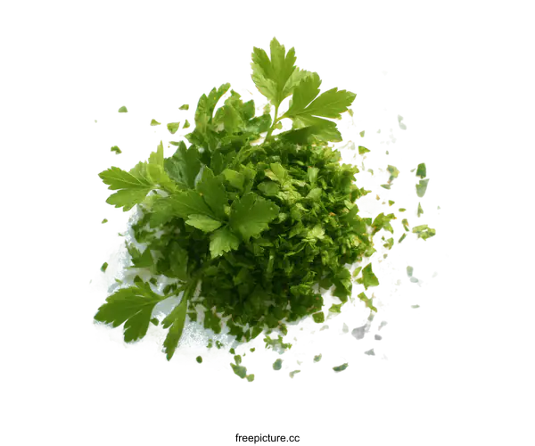 [Transparent Background PNG]Fresh Chopped Parsley Isolated on White Background