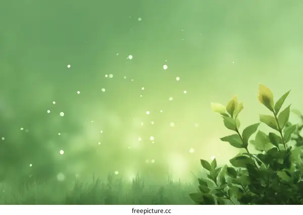 Green Nature Background with Delicate Leaves