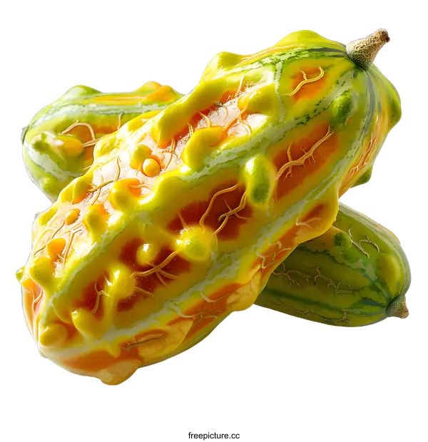 [Transparent Background PNG]Two colorful bumpy gourds on white background