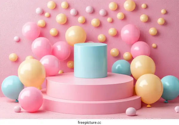 Pastel Pink Balloon Display with Geometric Stand