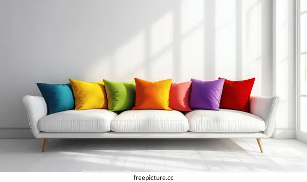 Colorful Cushions on a Modern Sofa