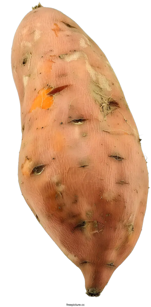 [Transparent Background PNG]Closeup of Raw Whole Sweet Potato Isolated on White Background