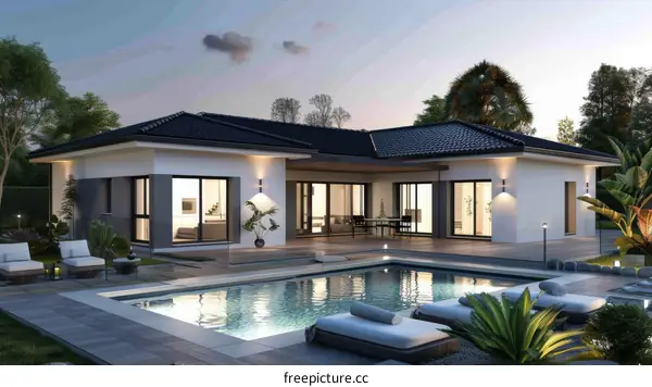 Modern Villa with Swimming Pool and Outdoor Area Design