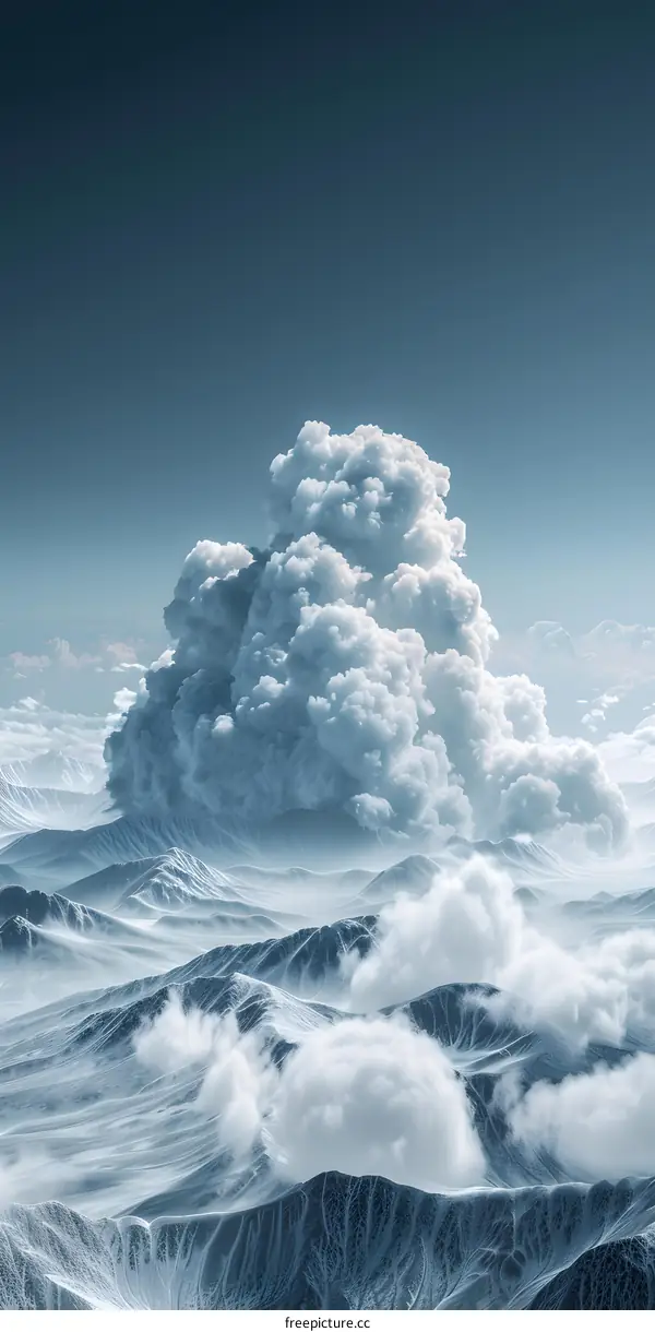 The Spectacular Snowy Mountain and Clouds