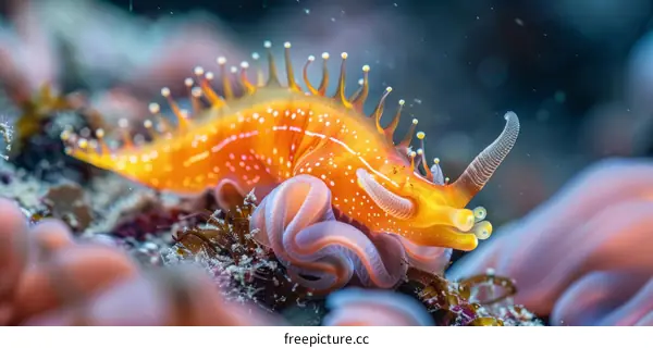 Underwater photography of a colorful sea slug