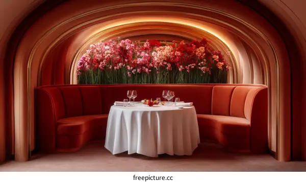 Elegant Restaurant Interior Design with Floral Decorations