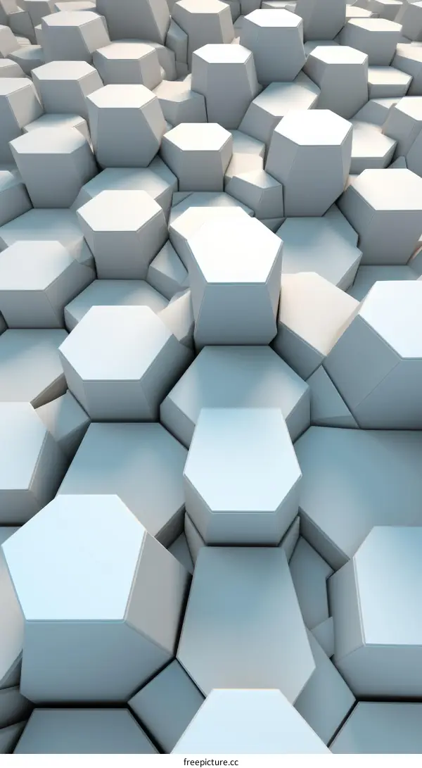3D illustration of a white hexagonal structure