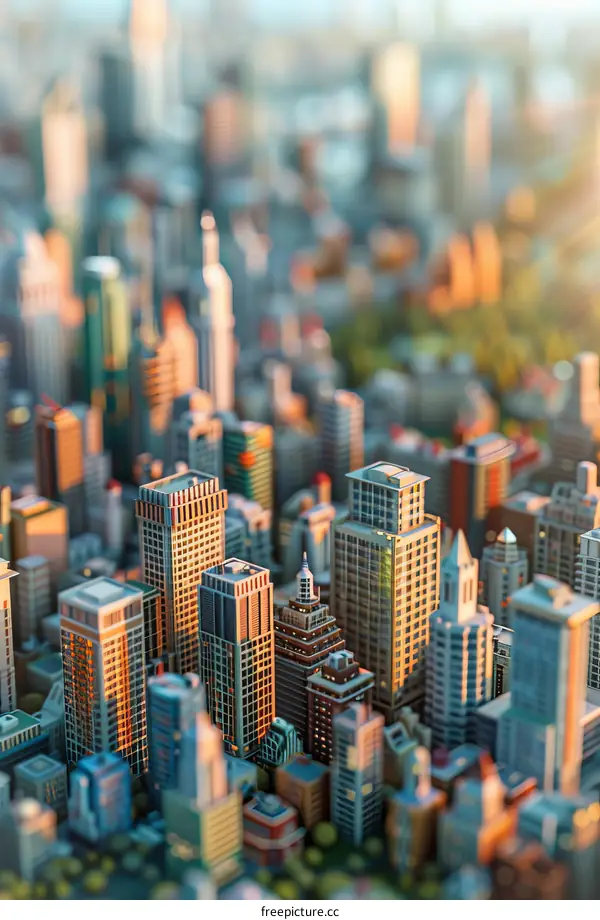 Pixelated Cityscape Metropolis Architecture