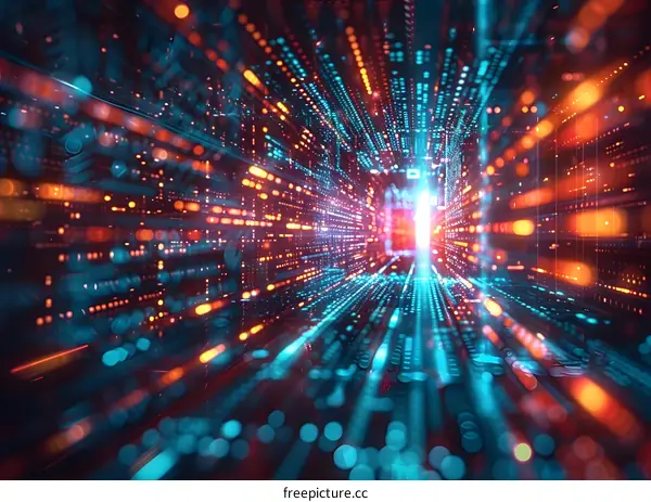 Abstract Technology Background with Digital Data Flow