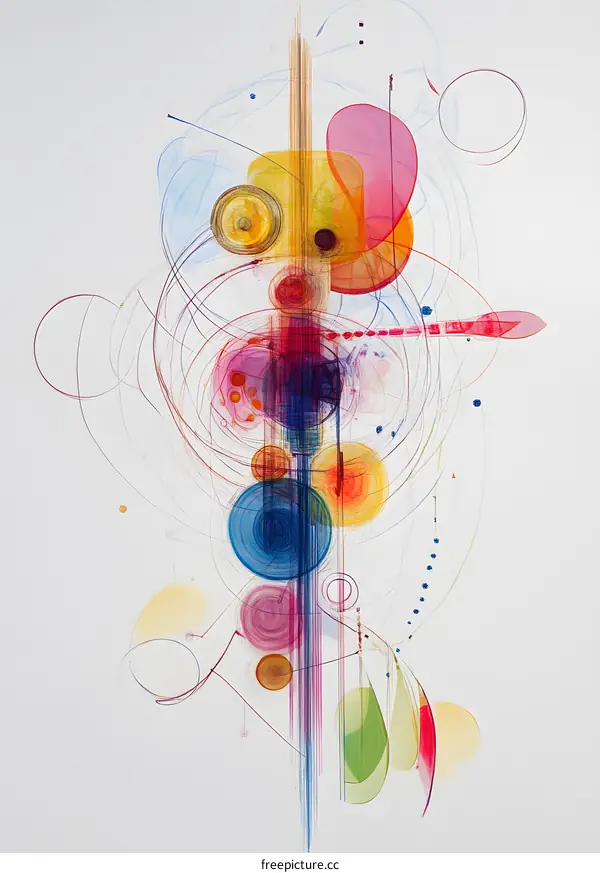 Abstract Colorful Watercolor Painting with Circular Shapes