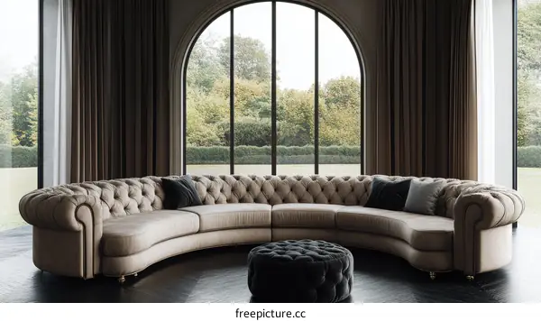 Modern Luxurious Curved Sectional Sofa with Large Windows