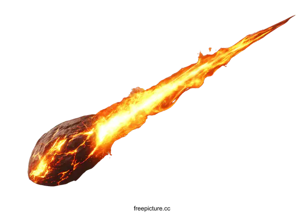 [Transparent Background PNG]Fiery Meteoroid Burning Through Space