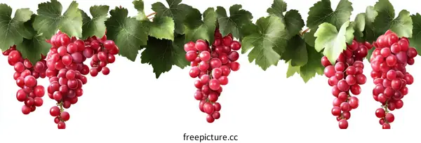 Hand-painted Red Grapes and Leaves