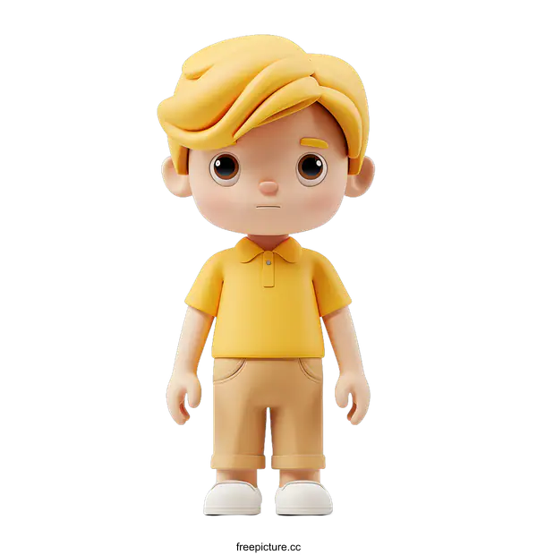 [Transparent Background PNG]3D Cartoon Boy Sad Expression