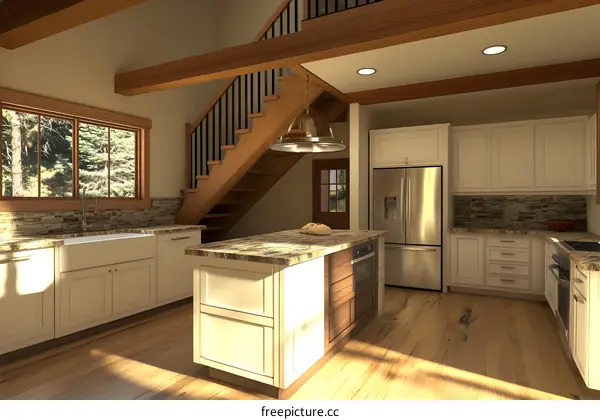 Modern Kitchen Design With White Cabinets And Island