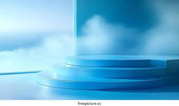 Abstract Light Blue Round Stage Display