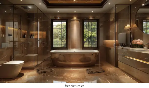 Luxury Elegant Brown Bathroom Interior Design