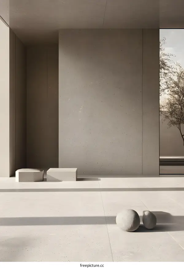 Minimalist Interior Design with Concrete Walls and Natural Light