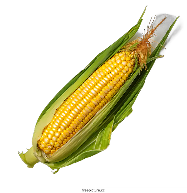 [Transparent Background PNG]Fresh Corn Cob Isolated on White Background