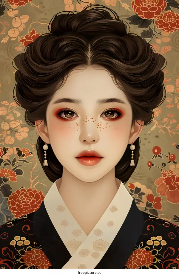 Portrait of a young woman in traditional Korean dress