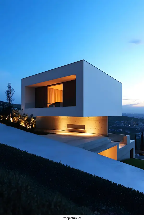 Modern Minimalist House with  Stunning Night View