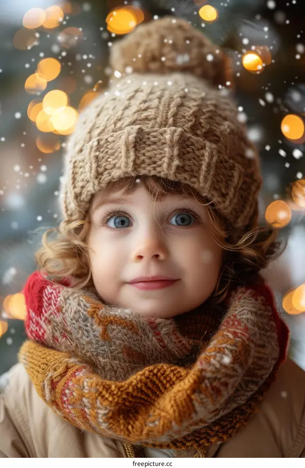 Little girl in winter clothes