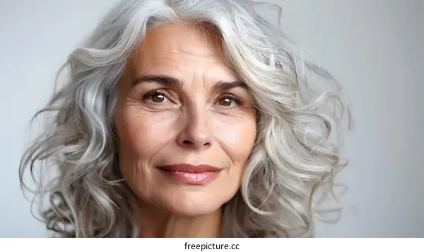 portrait of a beautiful elderly woman with gray hair