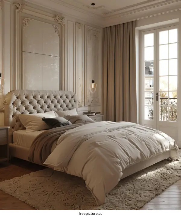 Elegant Beige Bedroom with Luxurious Bed