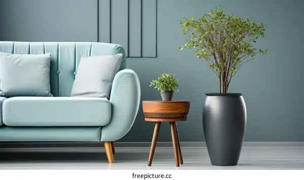 Blue and Green Living Room Interior Design