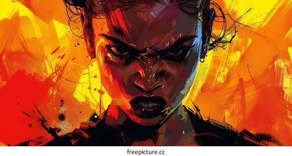 Illustration of a black woman with an angry expression on her face