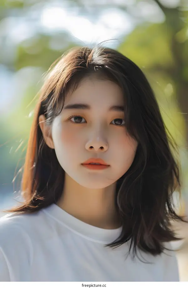 Young Asian Woman Portrait with Soft Focus Background