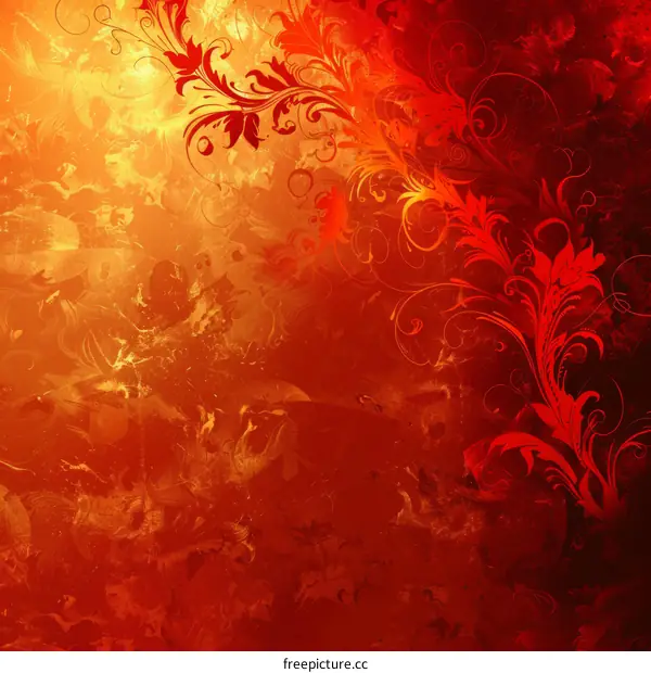 Bright Red Gold Flower Leaf