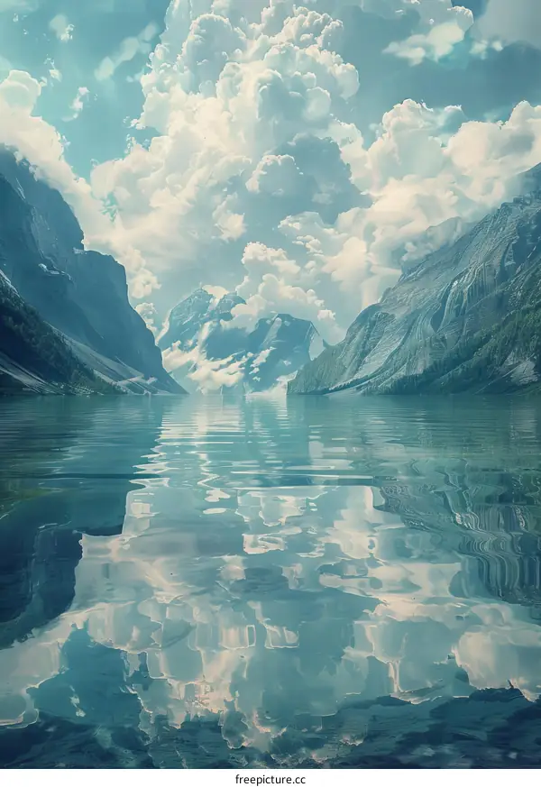 Tranquil Mountain Lake with Snow-capped Peaks