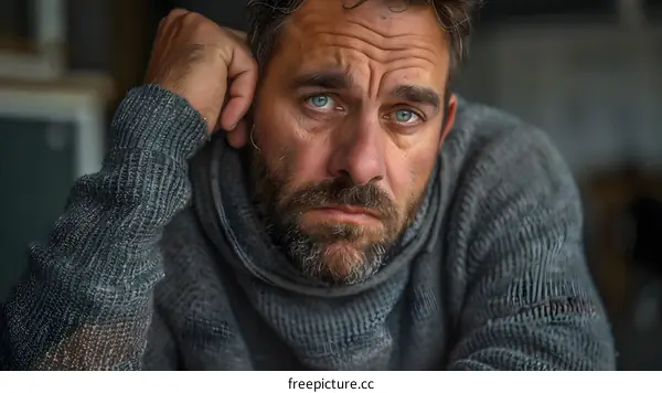 Portrait of a man with a beard and blue eyes