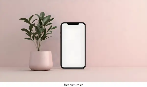 Minimalist Phone Mockup with Plant