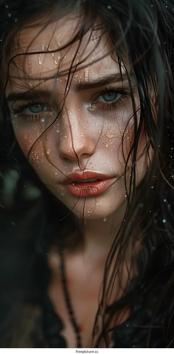 Portrait of a young woman with wet hair