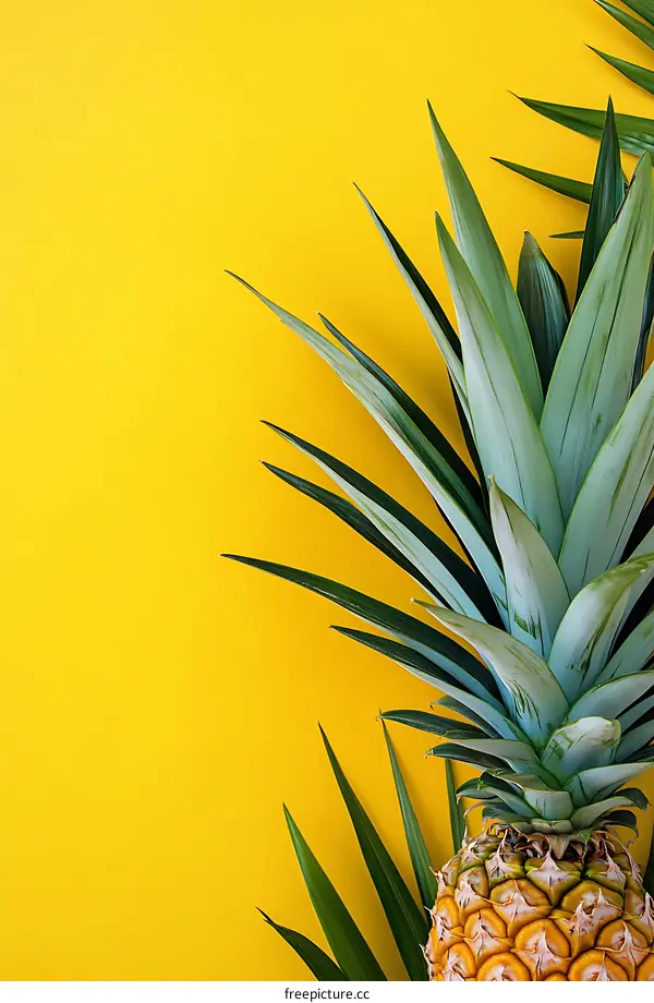 Tropical Pineapple and Yellow Background Minimalist Summer Concept