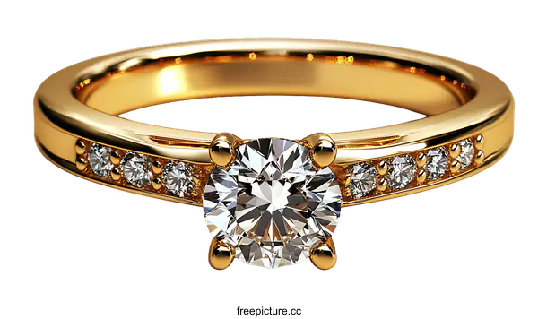 [Transparent Background PNG]Golden Diamond Ring Close Up