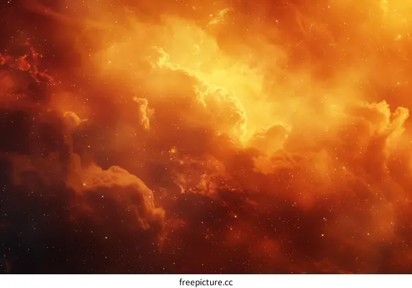 Bright orange cloudscape with stars