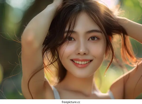 Portrait of a young Asian woman smiling