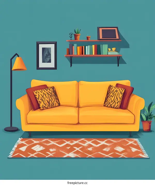 Modern Living Room Interior Design Illustration