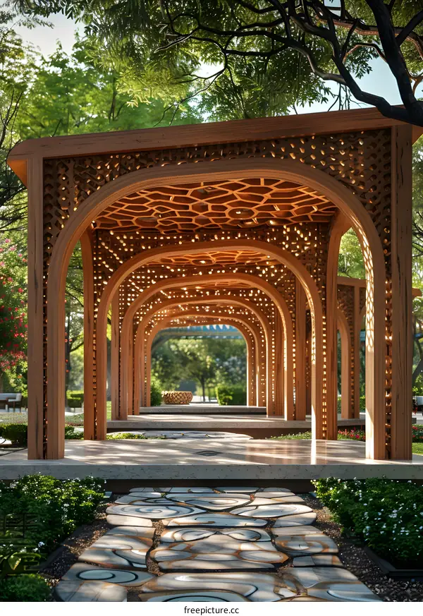 Wooden Archway in a Park