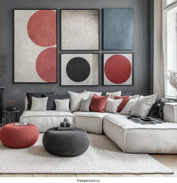 Modern Living Room Interior Design with Abstract Art