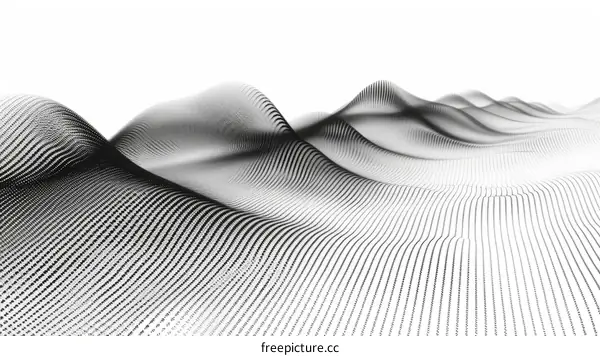 Black and white image of a mountainous landscape