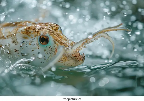A squid propels itself through the water