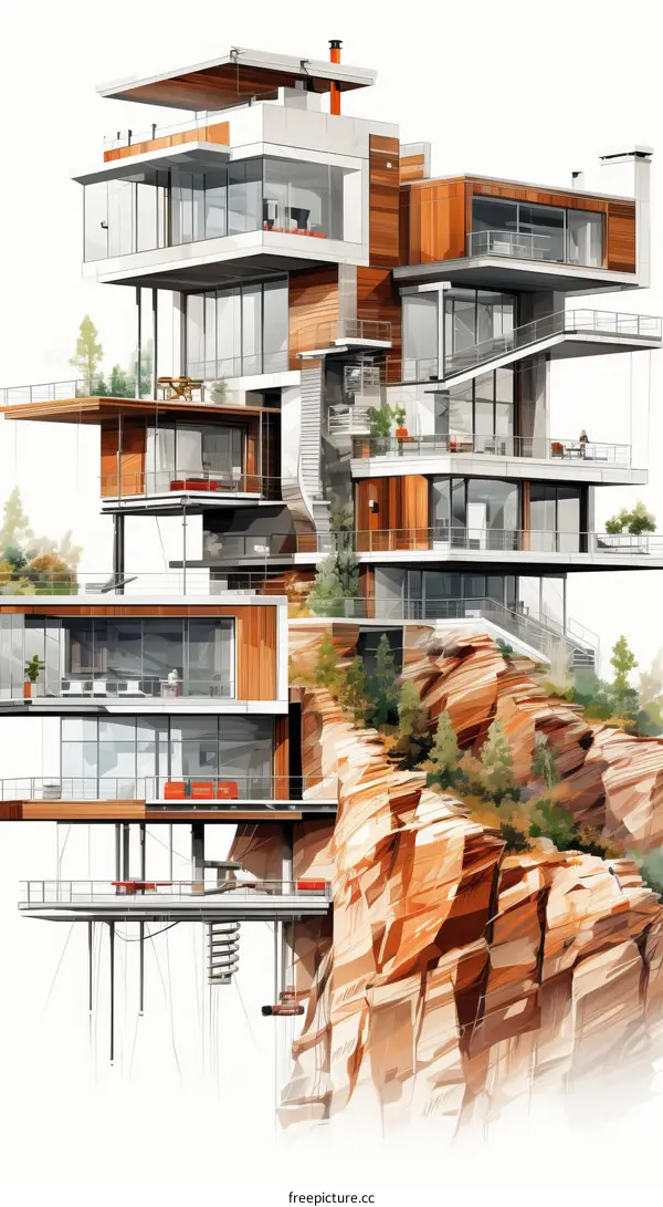futuristic cliff house