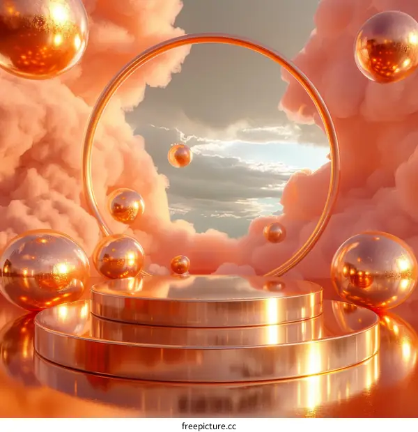 Abstract Golden Stage with Cloudscape