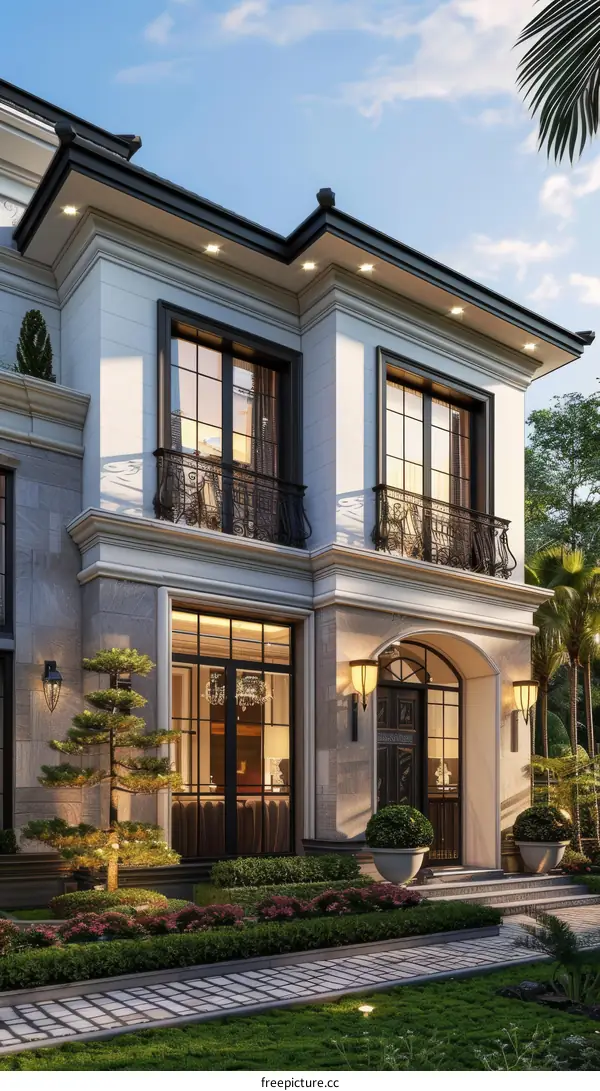 Elegant Architectural Exterior of a Luxurious Mansion